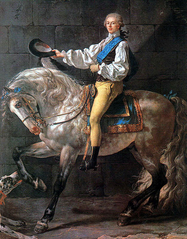 Count Stanislas K. Potocki astride a horse, painted by David the French painter