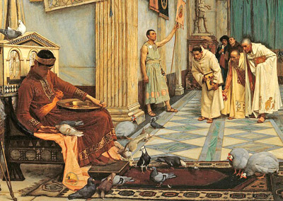 Honorius feeding birds