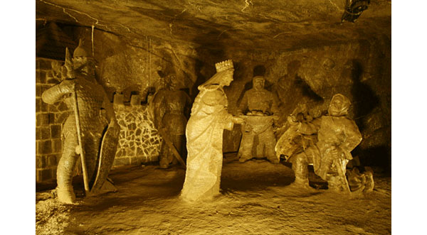 The legend of the mines origin depicted by salt statues