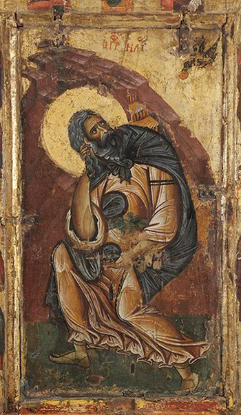 Ancient painting depicting the prophet Elias