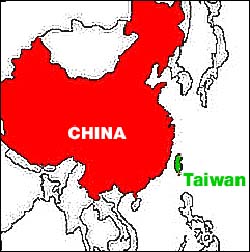 A map comparing China and Taiwan