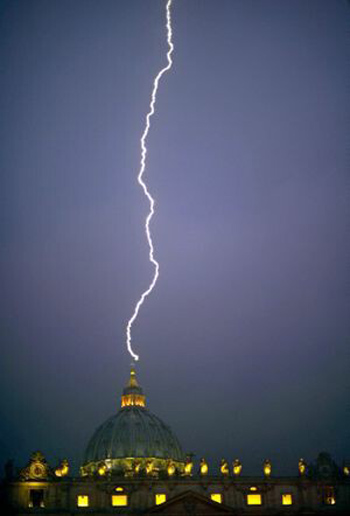 Lightning striking the dome of St. Peter