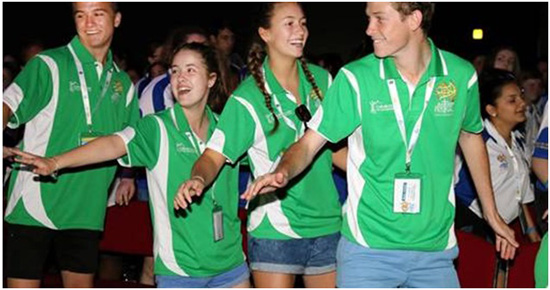 Young men and women dancing in shorts at the WYD in Australia 2017