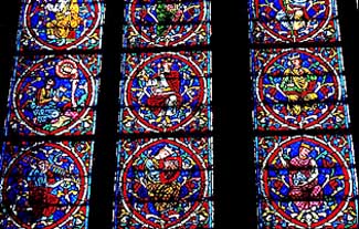 Stained glass window detail from Notre Dame