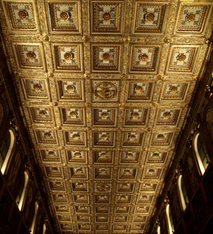The golden ceiling of Santa Maria Maggiore