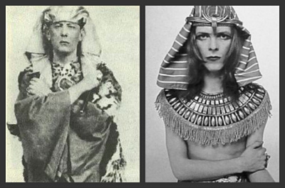 Aleistair Crowley and David B0wie dressed as Sphinx