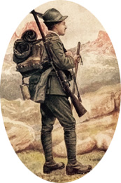 A painting of an Italian Alpini soldier from World War I