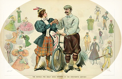 Vintage depiction of the liberating bicycle
