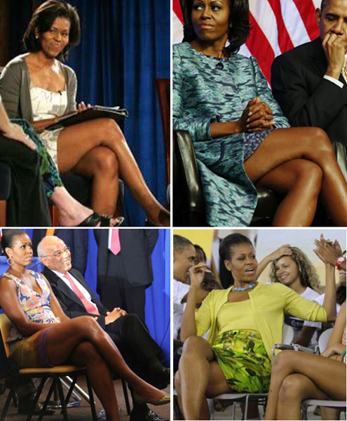 Michelle Obama showing her legs