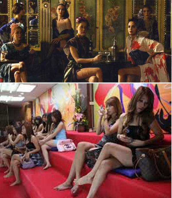 Prostitutes showing their legs