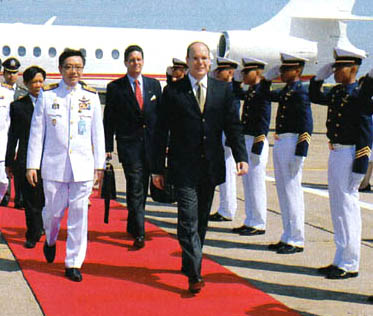 Prince Albert of Monaco leaving a plane