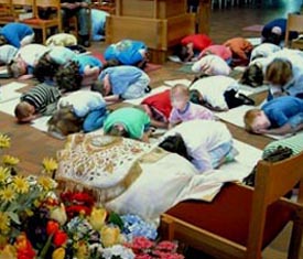 muslim style prostrations at the Children Of Hope chapel