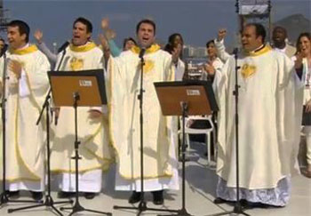 Priests singing at the final mass of WYD