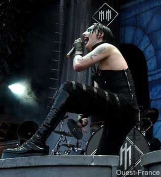 Manson performing at a satanic rock concert