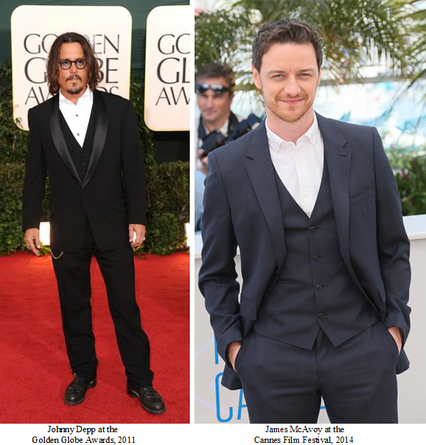 Johnyy Depp and James McAvoy going tieless at award ceremonies
