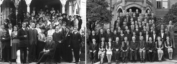 Vintage Black and white photographs of students and professors wearing ties at Columbia University