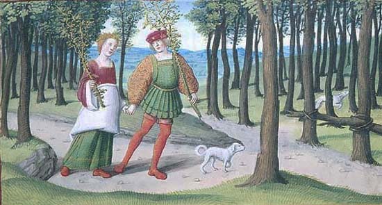 medieval couple walking