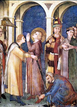 St Martin being invested as a knight