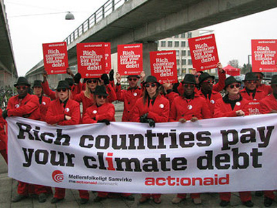 climate debt protesters in Copenhagen