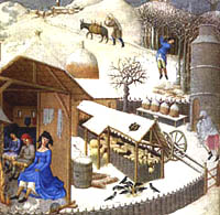 Sheep sheltered in a barn, Book of Hours