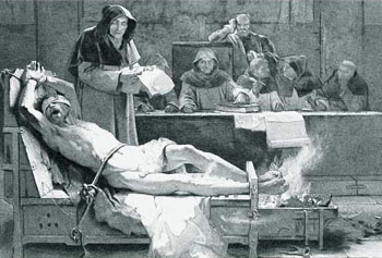A fake picture depicting torture during the inquisition