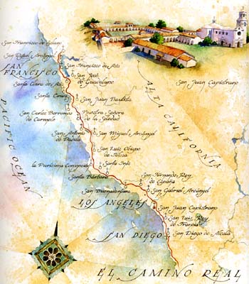 map of Fr. Serra's journey