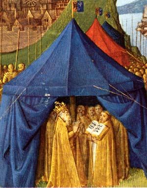 Charlemagne prays in his tent