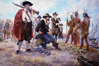 English colonists trading with indians