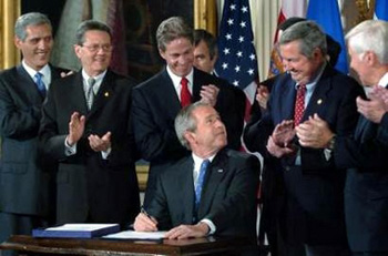 President Bush signs CAFTA