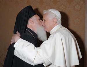 Benedict embraces schismatic patriarch Bartholomew