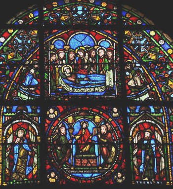 Stained glass window in the Cathedral of Saint Denis, Paris