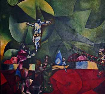 A modern cubist painting of the Crucifixion by Chagall