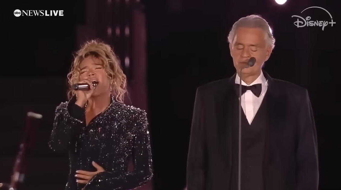 Karol G sings her duo with Bocelli