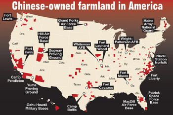 Map of USA showing CHinese land ownership