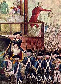 Death by guillotine during the French revolution