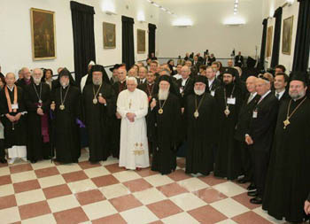 benedict XVI with leaders of false religions, heretics, and schismatics