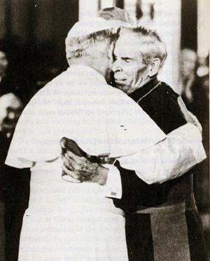 John Paul II embraces Fulton Sheen