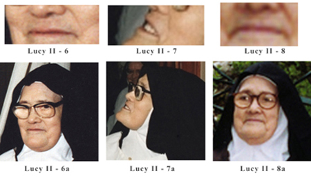 Three different images of Sister Lucy II