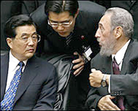 Fidel Castro and China's president Ju Jintao