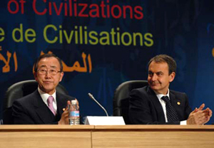 Zapatero and Ban Ki-Bun promoting all cultures