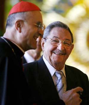 Card. Bertone offers best wishes to Raul Castro