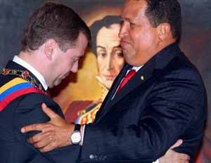 Chavez decorates Russian president Medvedev in 2008