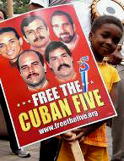 A Cuban demonstration asks for freedom of the Five spies