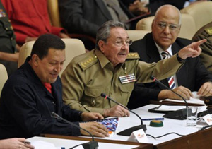 Raul Castro and Hugo Chavez