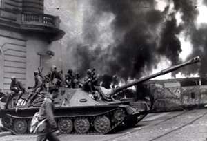 Soviet tanks invading Prague