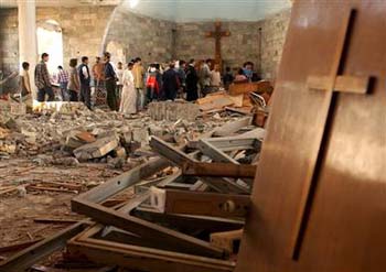 A burned out Catholic church, Iraq