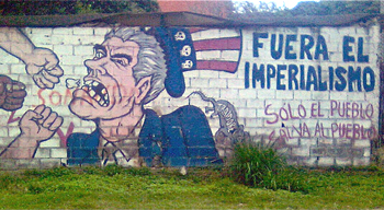 wall paintings accusing the U.S. of imperialism in Caracas, Venezuela