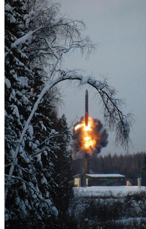 The launch of a Russian topo-M missile