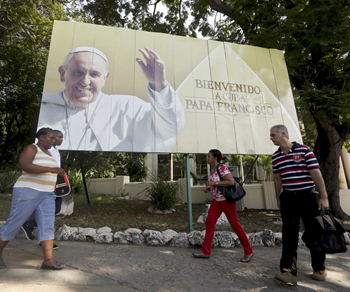 papal visit billboard cuba