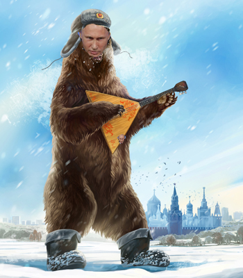 A Putin bear playing the balalaika